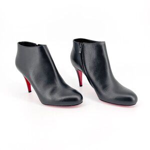 Christian Louboutin Belle 85 Black Leather Ankle Boots Heel Booties Size 39 US 9